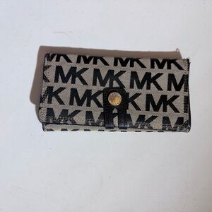 Michael Kors Black and Tan Logo Clutch